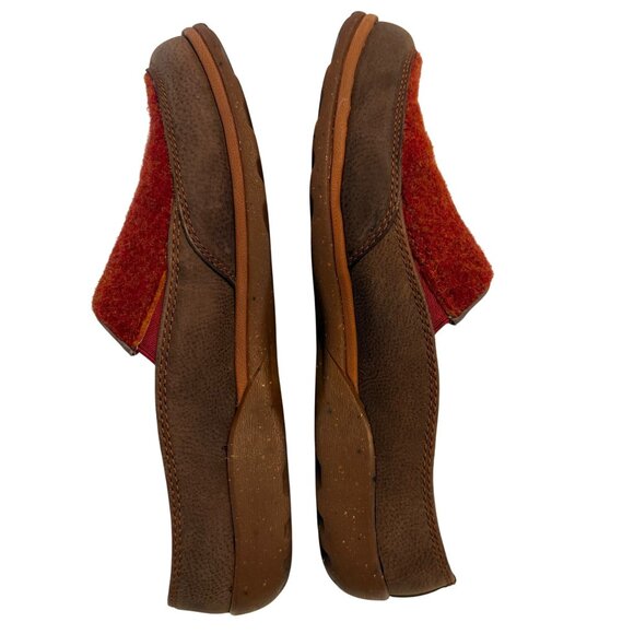 SIZE 10 Womens Chaco Quinn Wool Leather Clogs Mules Brick Red Orange Brown - Picture 9 of 12